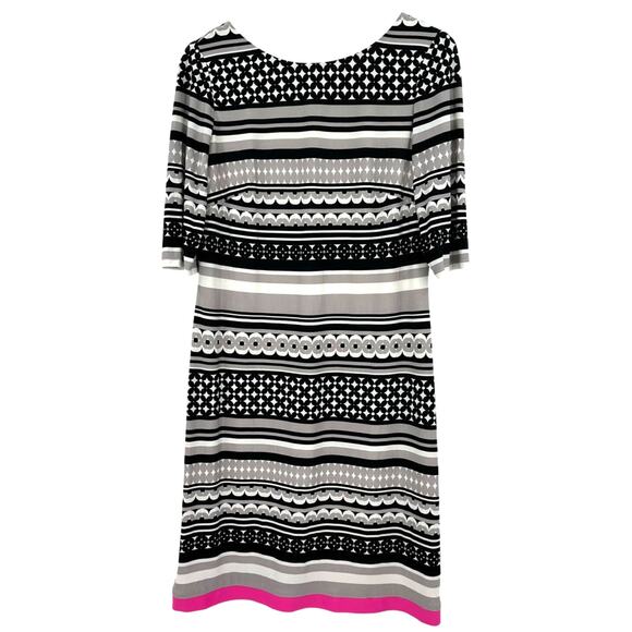 Eliza J Size 6 Elbow Length Sleeves Dress Black White Pink‎ Anti Wrinkle Travel - Picture 1 of 4